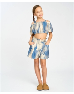 Топ для девочки с регулировкой лямок и драпировкой рукавов мультицвет Button blue