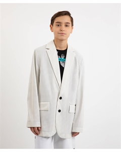 Пиджак перфорированный из экокожи белый для мальчика Gulliver