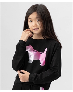 Свитшот укороченный хлопковый с рукавом реглан и манжетами черный Button blue