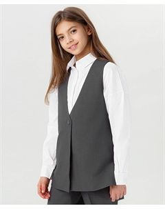 Жилет удлиненный серый Button blue