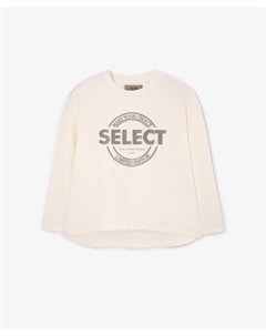 Лонгслив трикотажный с декором молочный для девочки Select Gulliver