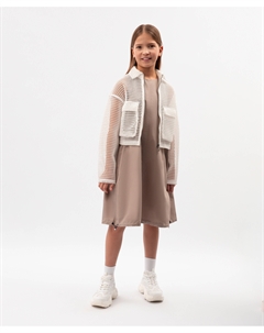 Жакет для девочки из сетки молочный Gulliver