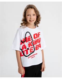 Футболка с графичным принтом белая для девочки Button blue