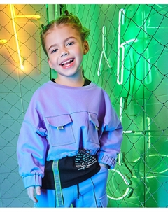 Толстовка из футера укороченная светло-фиолетовая Button blue