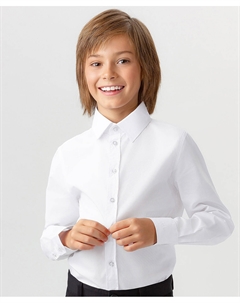 Рубашка приталенная с длинным рукавом на пуговицах белая для мальчика Button blue