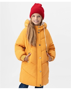 Пальто зимнее с капюшоном желтое Button blue