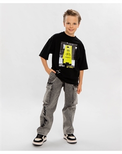 Джинсы-карго relaxed fit серые для мальчика Button blue