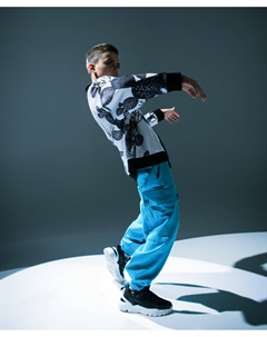 Брюки из футера с карманами-карго голубые для мальчика Gulliver