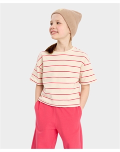 Футболка с коротким рукавом для девочки оверсайз в полоску мультицвет Button blue