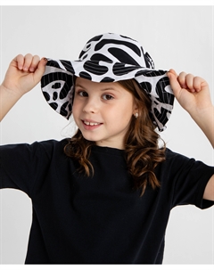 Панама с принтом и широкими полями черно-белая для девочки Button blue