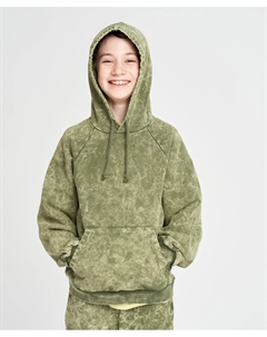 Худи детское зеленое с капюшоном и эффектом варки Button blue