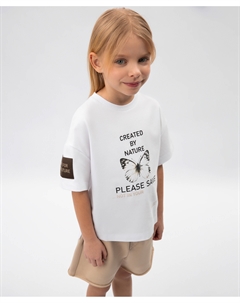 Футболка для девочки из органического хлопка белая Gulliver