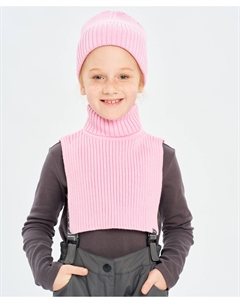 Шапка вязаная с отворотом розовая для девочки Button blue