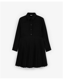 Платье текстильное с накладными карманами чёрное для девочки Gulliver