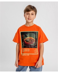 Футболка с принтом оранжевая для мальчика Button blue