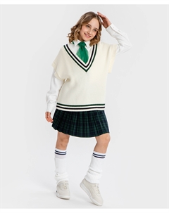 Жилет с глубоким V-образным вырезом молочный Button blue