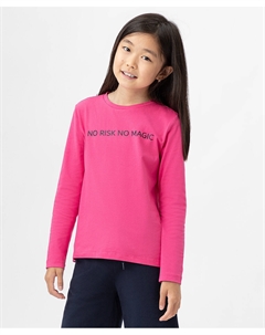 Футболка хлопковая с длинным рукавом и принтом розовая Button blue