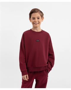 Свитшот оверсайз из футера с декоративными повреждениями бордовый для мальчика Gulliver