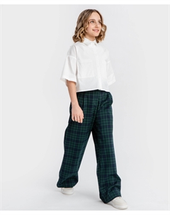 Брюки в клетку с защипами Button blue