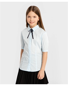 Рубашка с жемчужной бусиной на воротнике голубая Button blue