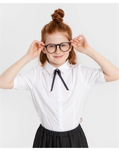 Блузка с коротким рукавом и бантом белая Button blue