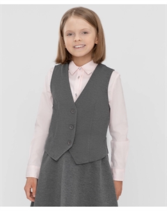 Жилет классический с V-образным вырезом серый из плотного трикотажа Button blue