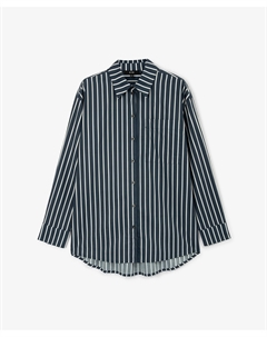 Блузка силуэта оверсайз в полоску синяя Glvr