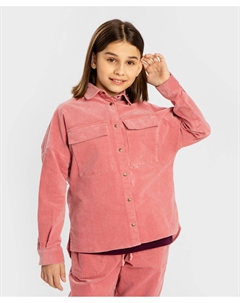Рубашка с длинным рукавом вельветовая на кнопках розовая для девочки Button blue