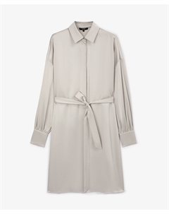 Туника рубашечного кроя с атласным блеском серая Glvr