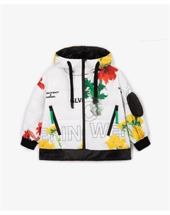Куртка силуэта оверсайз с крупным цветочным рисунком мультицвет для девочек Gulliver