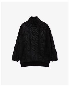 Свитер вязаный с ламинированной фактурой черный Gulliver