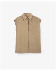 Блузка без рукавов прямой свободной формы из льна бежевая Glvr