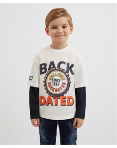 Лонгслив трикотажный с имитацией многослойности молочный для мальчика Gulliver
