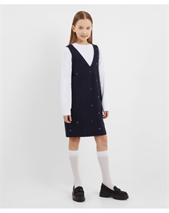 Сарафан трикотажный с люверсами синий для девочки Gulliver