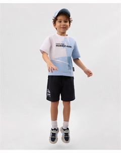 Шорты для мальчика с принтом из пике синие Gulliver