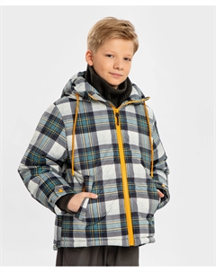 Куртка демисезонная в клетку водоотталкивающая с капюшоном мультицвет для мальчика Button blue