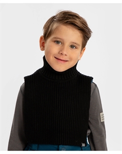 Манишка вязаная с высоким воротом черная детская Button blue