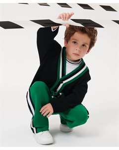 Кардиган оверсайз с контрастной отделкой чёрный для мальчика Gulliver