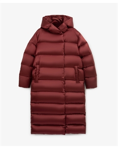 Пальто стеганое прямой свободной формы на натуральном пуху бордовое Glvr
