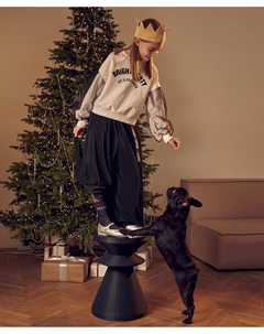 Брюки палаццо с плиссировкой и поясом на резинке черные для девочки Button blue