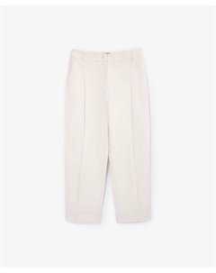 Брюки льняные с высокой посадкой молочные Glvr