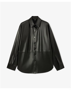 Рубашка прямой свободной формы из экокожи черная Glvr