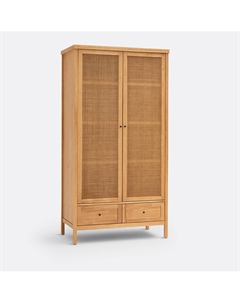 Шкаф с 2 дверками из массива сосны и плетеного материала Gabin бежевый La redoute interieurs