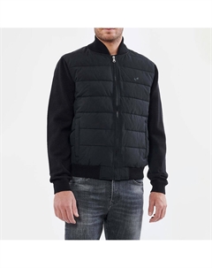 Кофта с воротником-стойкой из двух материалов черный Laredoute