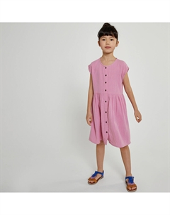 Платье без рукавов на пуговицах из газовой хлопчатобумажной ткани розовый La redoute collections