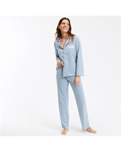 Пижама в горошек с длинными рукавами синий Laredoute