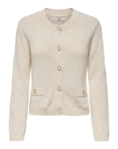 Кардиган с круглым вырезом на пуговицах бежевый Jdy