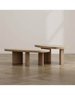 Столик журнальный из травертина бежевый Laredoute