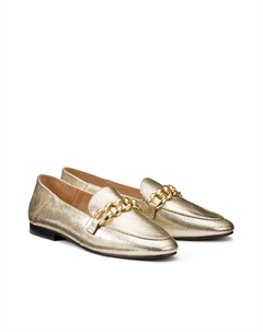 Мокасины кожаные для широкой стопы 38-  золотистый Laredoute