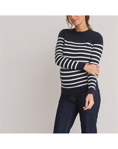 Пуловер для периода беременности с круглым вырезом из тонкого трикотажа синий La redoute collections